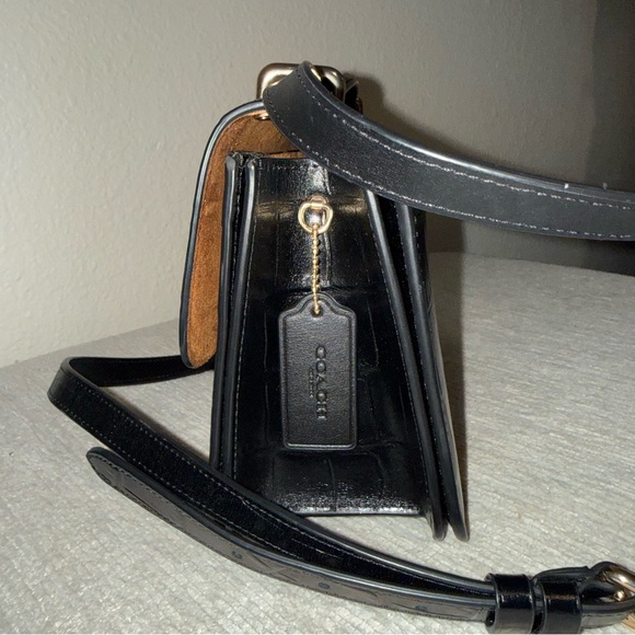 Coach Black Croc-Embossed Crossbody Bag - Picture 4 of 14